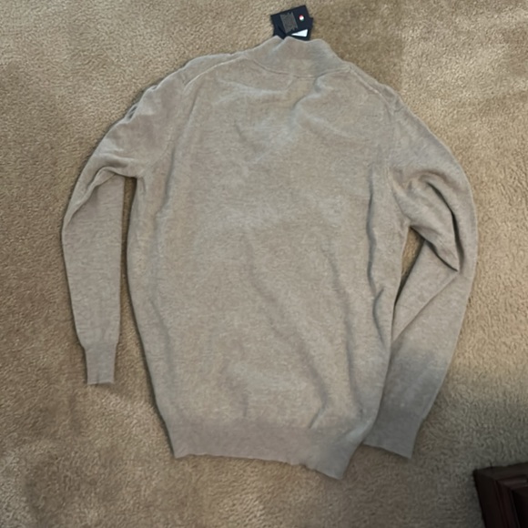 Men’s Tan Quarter Zip Sweater - Picture 3 of 4